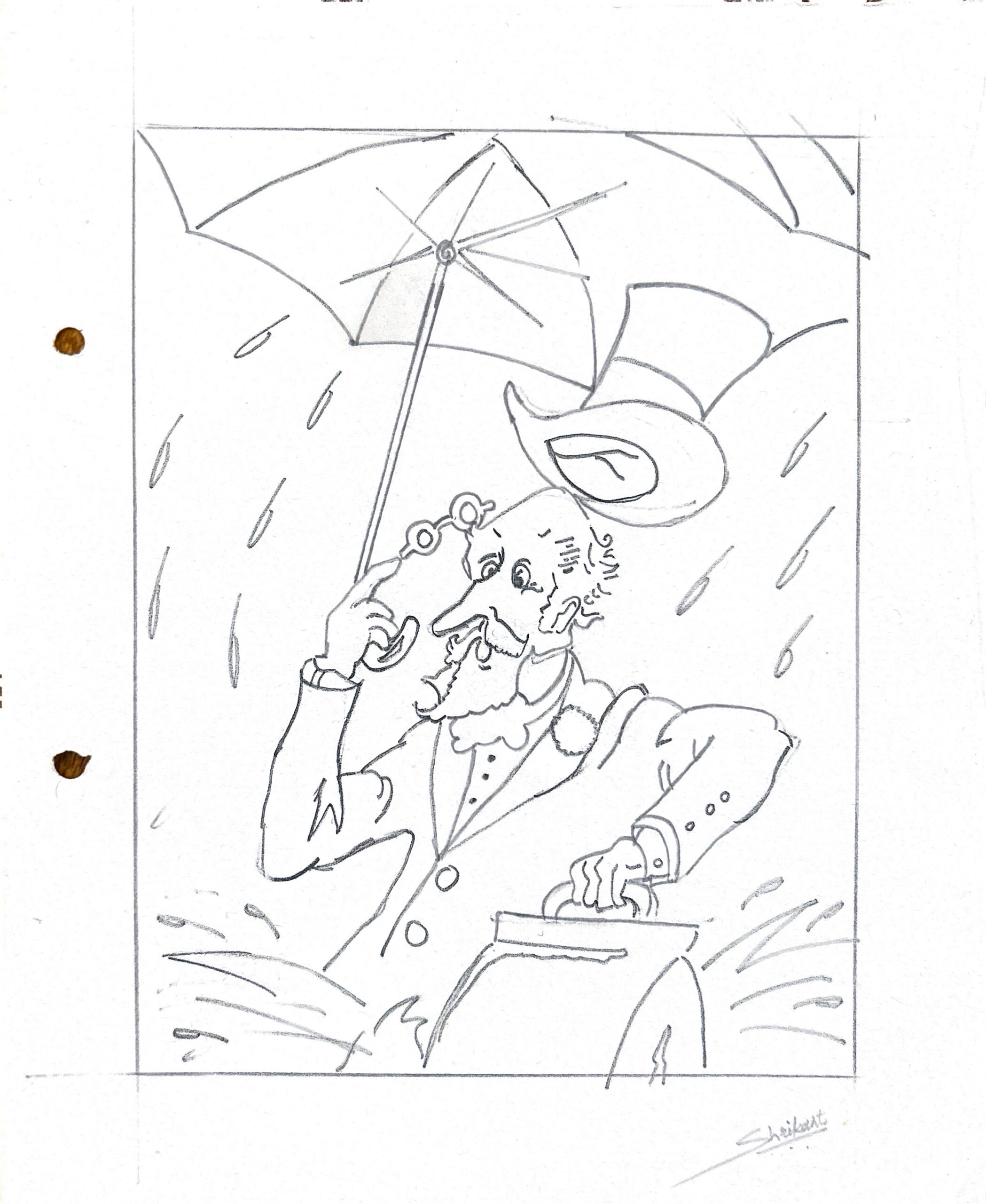 Slippery Moments: A Rainy Day Misstep in Sketch