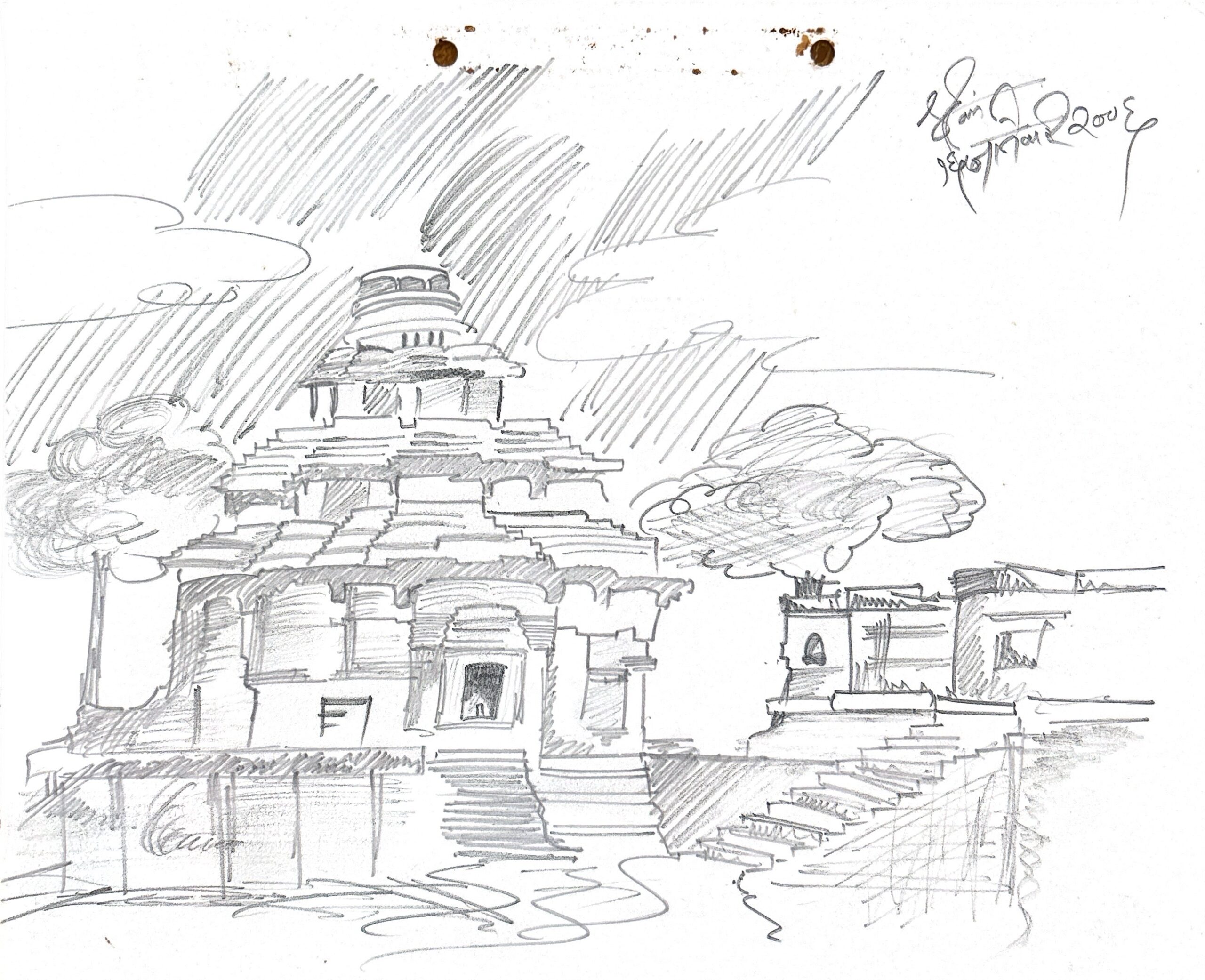 Timeless Structures: Sketches of Temples, Forts, and Pyramids